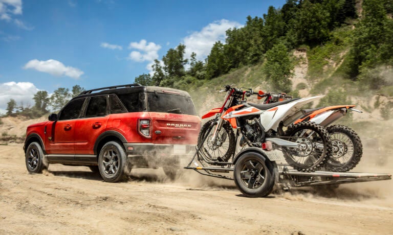2024 Ford Bronco Sport towing dirt bikes offroad